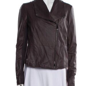 Vince Dark Purple Plum Leather Jacket